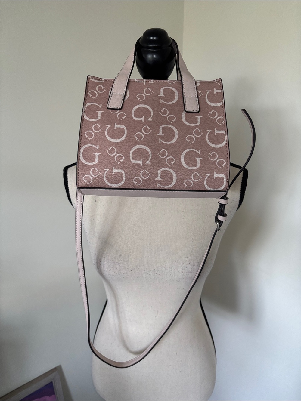 GUESS Blush Pink Monogram Crossbody Satchel - Picture 2 of 4